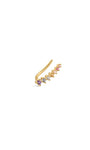 KOSINER 925 Sterling Silver Gold Plated Rainbow Gem Ear Climber, Curved Multi-Color CZ Crawler Cartilage Piercing Earring, Hypoallergenic Stackable for Helix Lobe