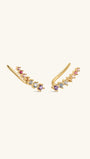 Rainbow CZ 18K Gold Plated Ear Climber is Gold ear cuffs with colorful gemstones