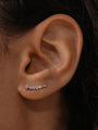 Close-up of an ear wearing a Rainbow CZ 18K Gold Plated Ear Climber