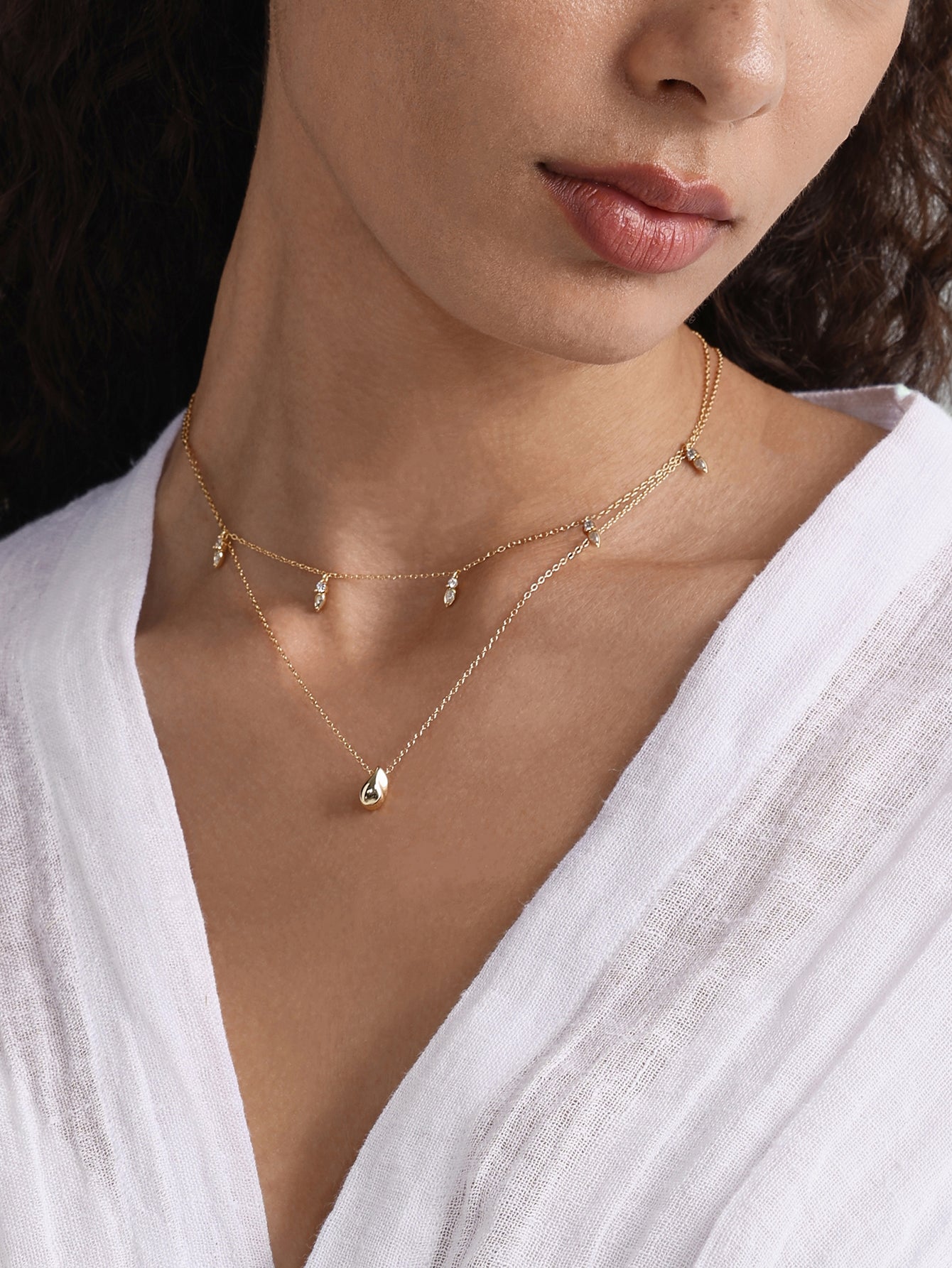 18k Gold Vermeil Flow Droplet Pendant Necklace