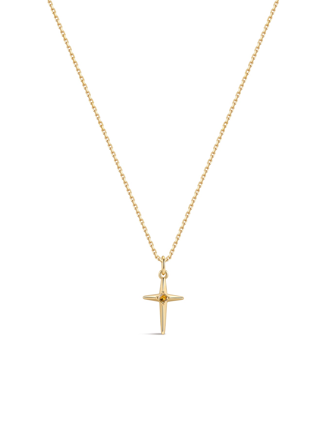 Birthstone Cross Necklace in 18k Gold Vermeil