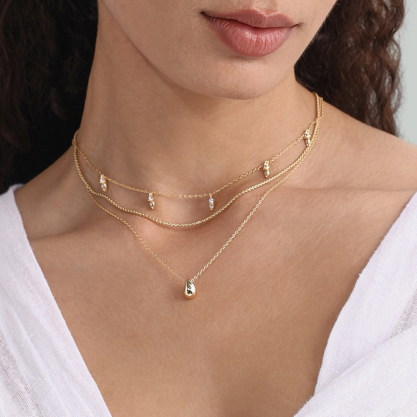 Kosiner Jewelry KOSINER Flow 18K Gold Vermeil Pear Drop Chain Necklace