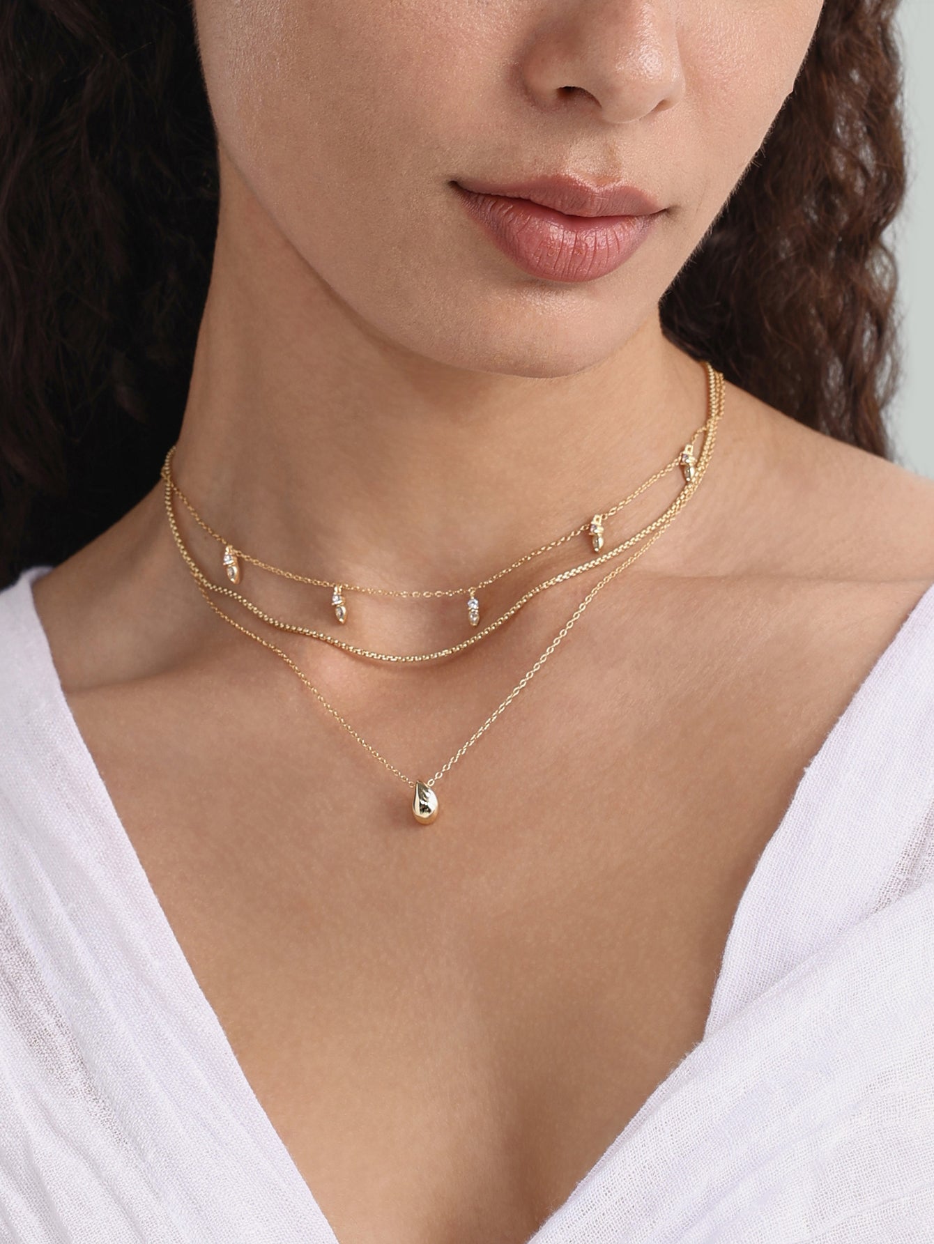 Kosiner Jewelry KOSINER Flow 18K Gold Vermeil Pear Drop Chain Necklace