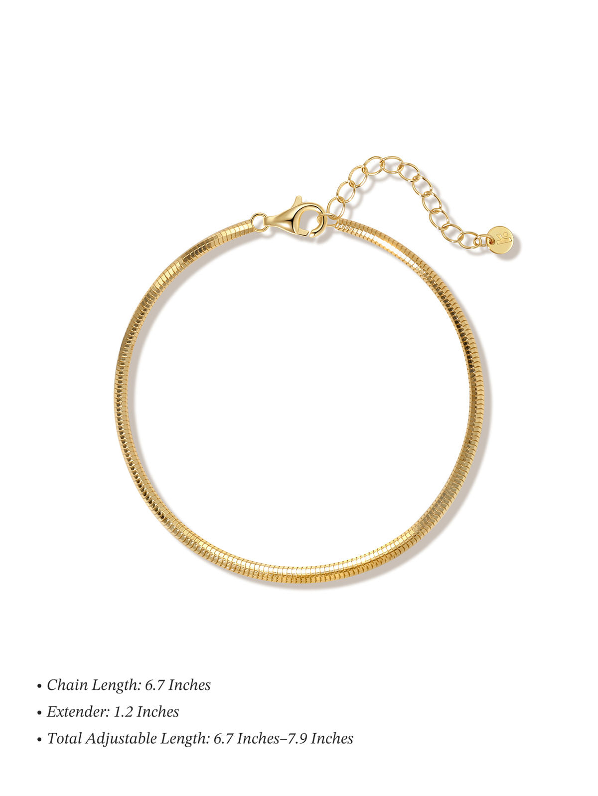 Kosiner Jewelry KOSINER 18K Gold Vermeil Classic Cobra Chain Bracelet