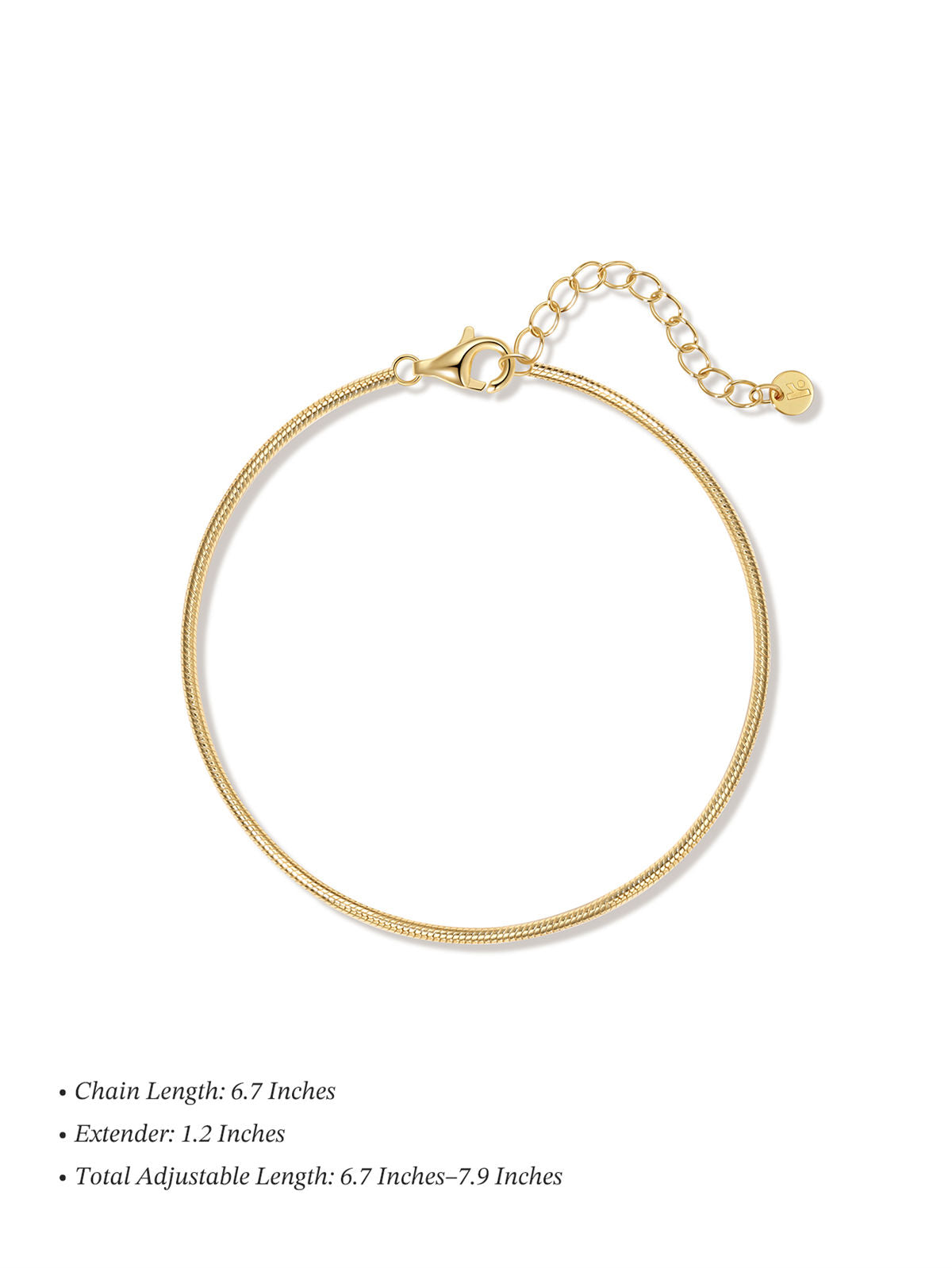 KOSINER 18K Gold Vermeil Cobra Chain Bracelet, Dainty Thin Snake Herringbone Adjustable Bracelet for Women, Minimalist Gold Stacking Bracelet
