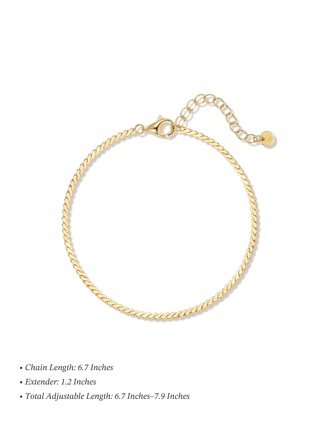 Pulsera de Cadena Serpentina de Oro Vermeil de 18k