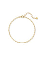 KOSINER 18K Gold Vermeil Boyfriend Chain Bracelet, Dainty Thin Paperclip Link Adjustable Bracelet for Women, Minimal Stackable Gold Chain Jewelry
