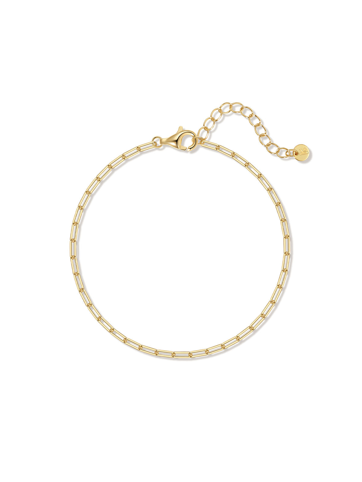 KOSINER 18K Gold Vermeil Boyfriend Chain Bracelet, Dainty Thin Paperclip Link Adjustable Bracelet for Women, Minimal Stackable Gold Chain Jewelry