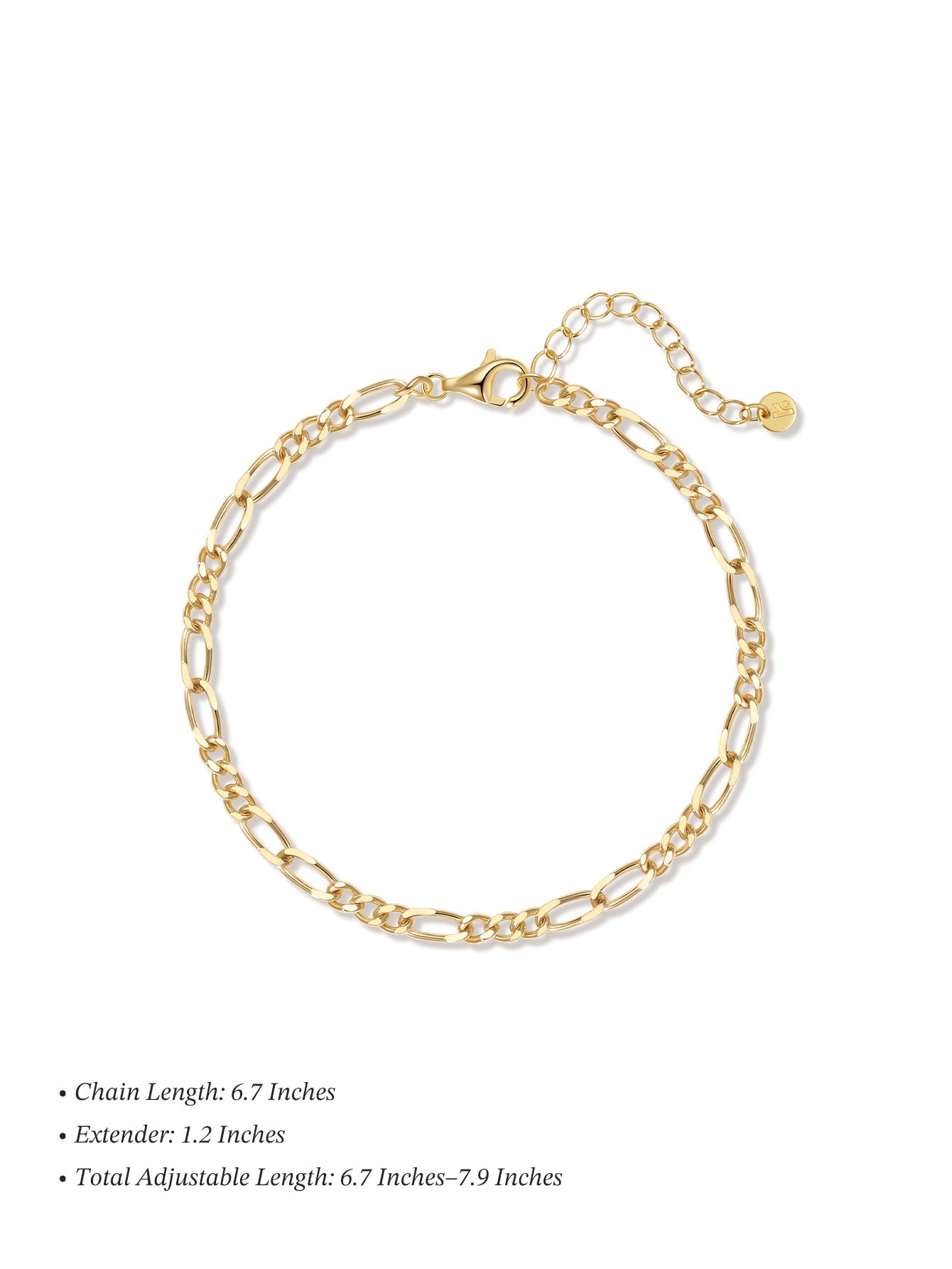 Bracciale a catena Figaro in oro vermeil 18 carati
