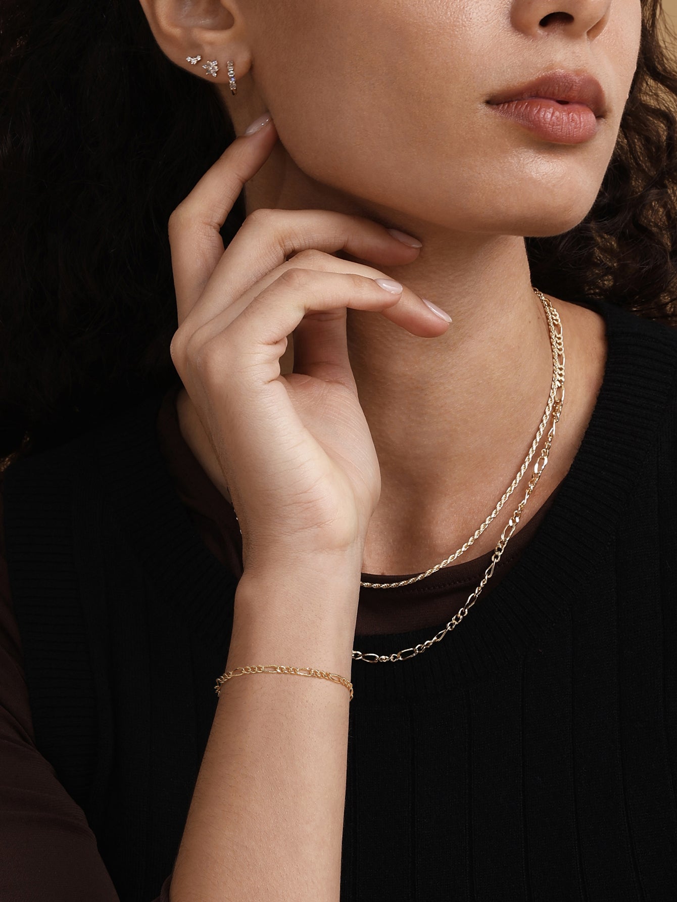 Bracciale a catena Figaro in oro vermeil 18 carati