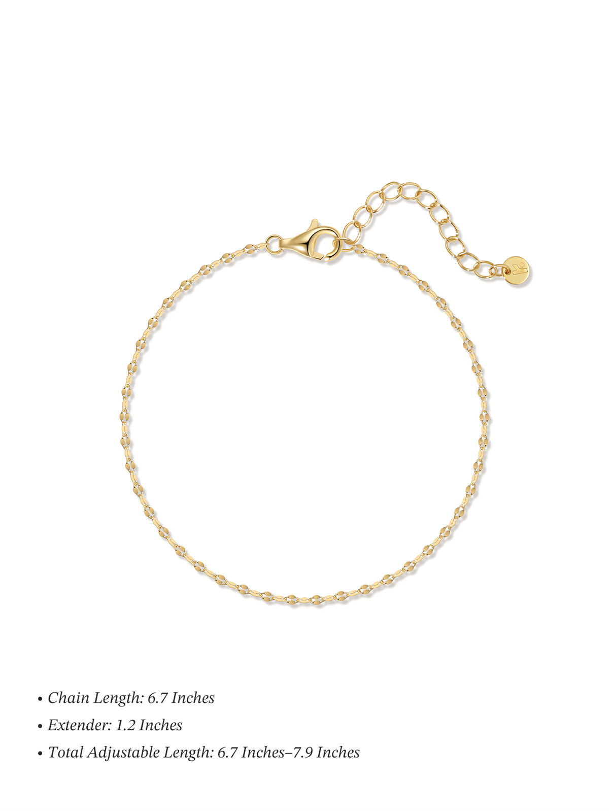 Kosiner Jewelry KOSINER 18K Gold Vermeil Delicate Baby Rolo Chain Bracelet