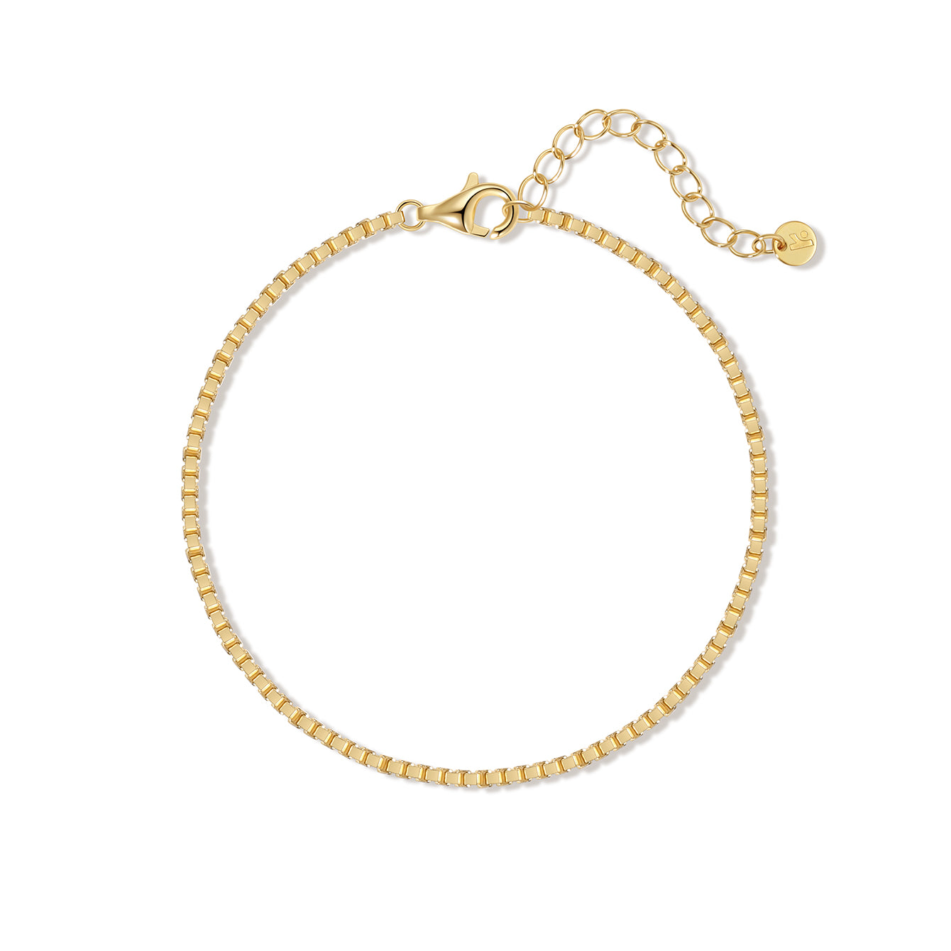 Pulseira Corrente Caixa em Ouro Vermeil 18k