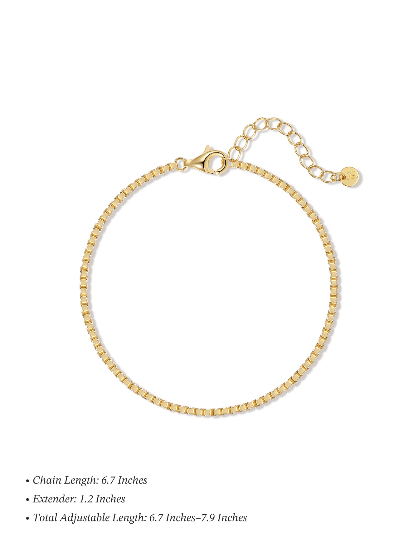 Pulseira Corrente Caixa em Ouro Vermeil 18k