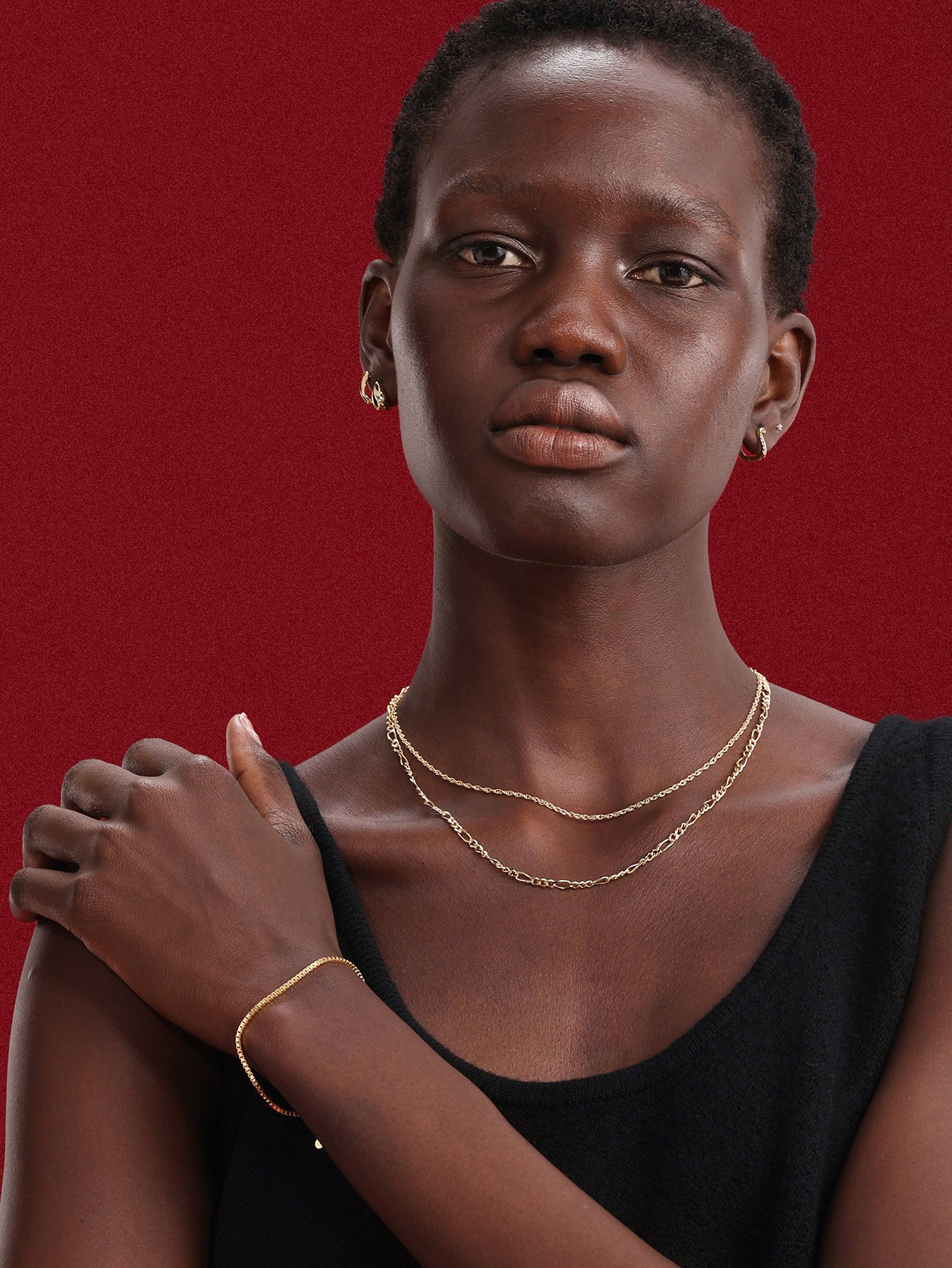 Pulseira Corrente Caixa em Ouro Vermeil 18k