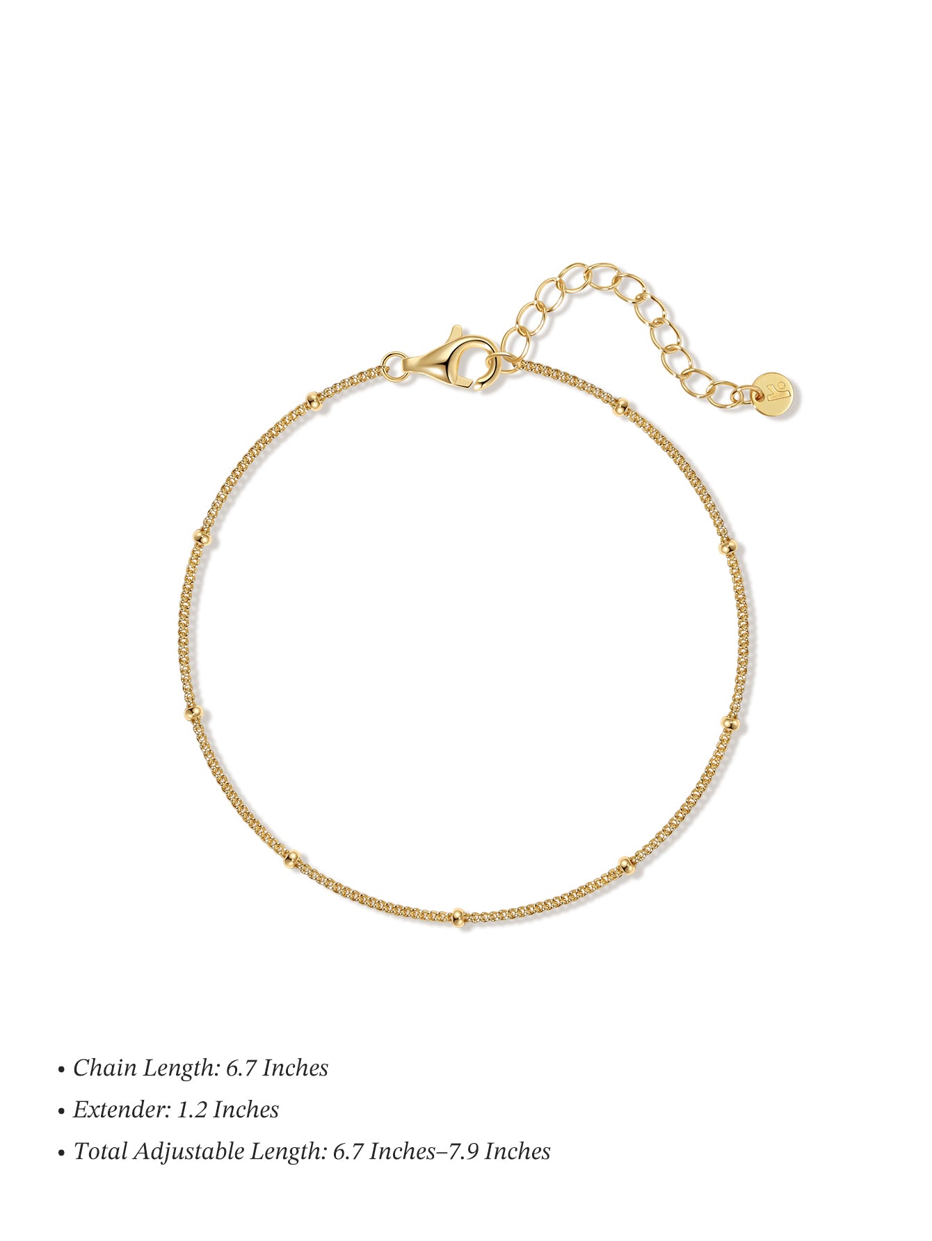 Pulsera de Cadena de Esferas de Oro Vermeil de 18k