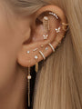 14K Solid Gold Simple Versatile Tassel Huggies Earring - Kosinerjewelry