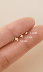KOSINER 14K gold four-pointed star stud, minimalist design for curated ear stack layering