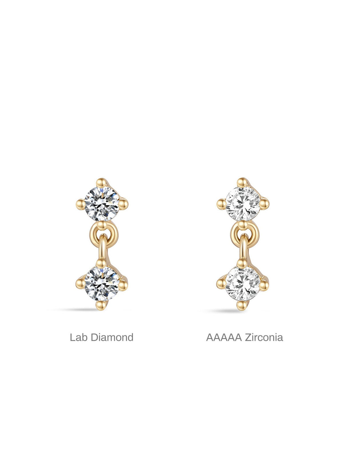 KOSINER 14K solid gold pendant stud, available in lab diamond or AAAAA zirconia, hypoallergenic and nickel-free