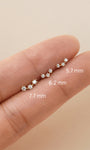 KOSINER Triple-Point Stud Size Guide (5.7/6.2/7.7mm), 14K Gold Flat Back Piercing Earring