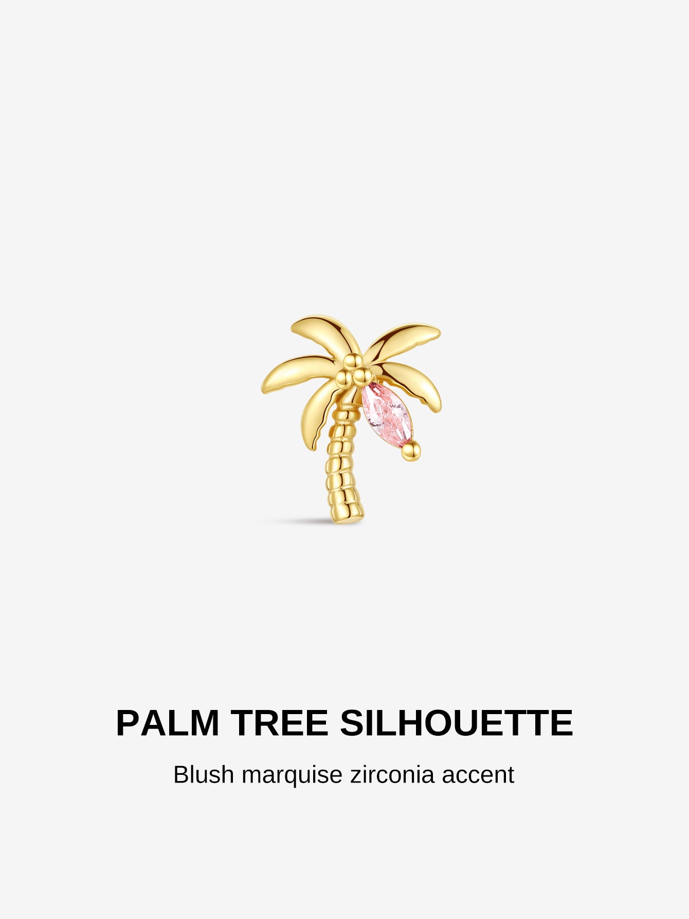KOSINER Gold plated palm tree stud with blush marquise cubic zirconia