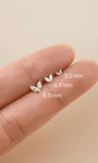 KOSINER 14K Solid Gold Minimal Marquise CZ Butterfly Wing Flat Back Piercing Stud, Nickel-Free Waterproof Dainty Elegant Cartilage Earring for Multi Piercing Stack