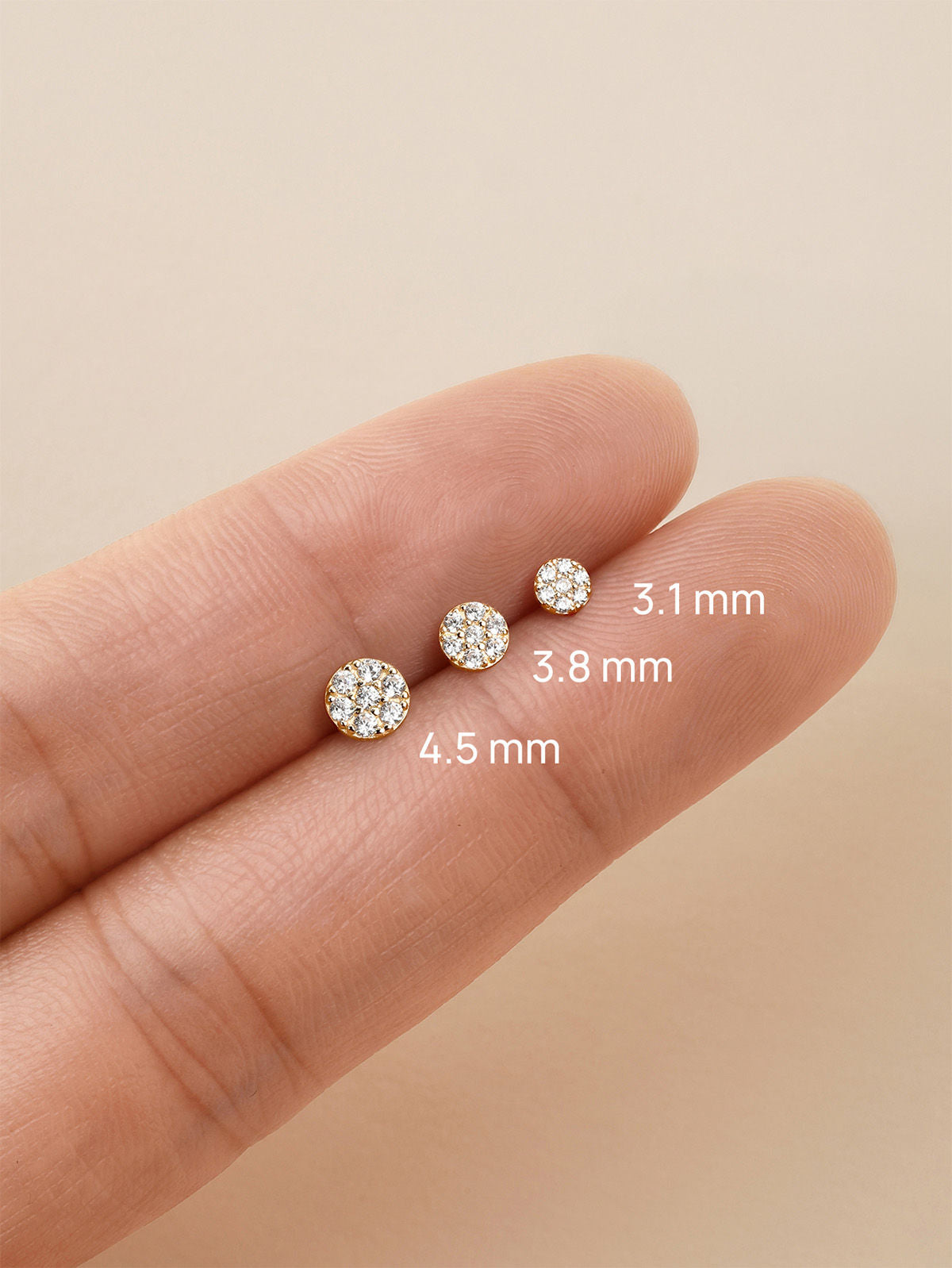 Kosiner 14K Solid Gold Classic Round Ear Piercing Stud