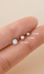 KOSINER elegant round opal flat back stud, with iridescent sheen, hypoallergenic and durable