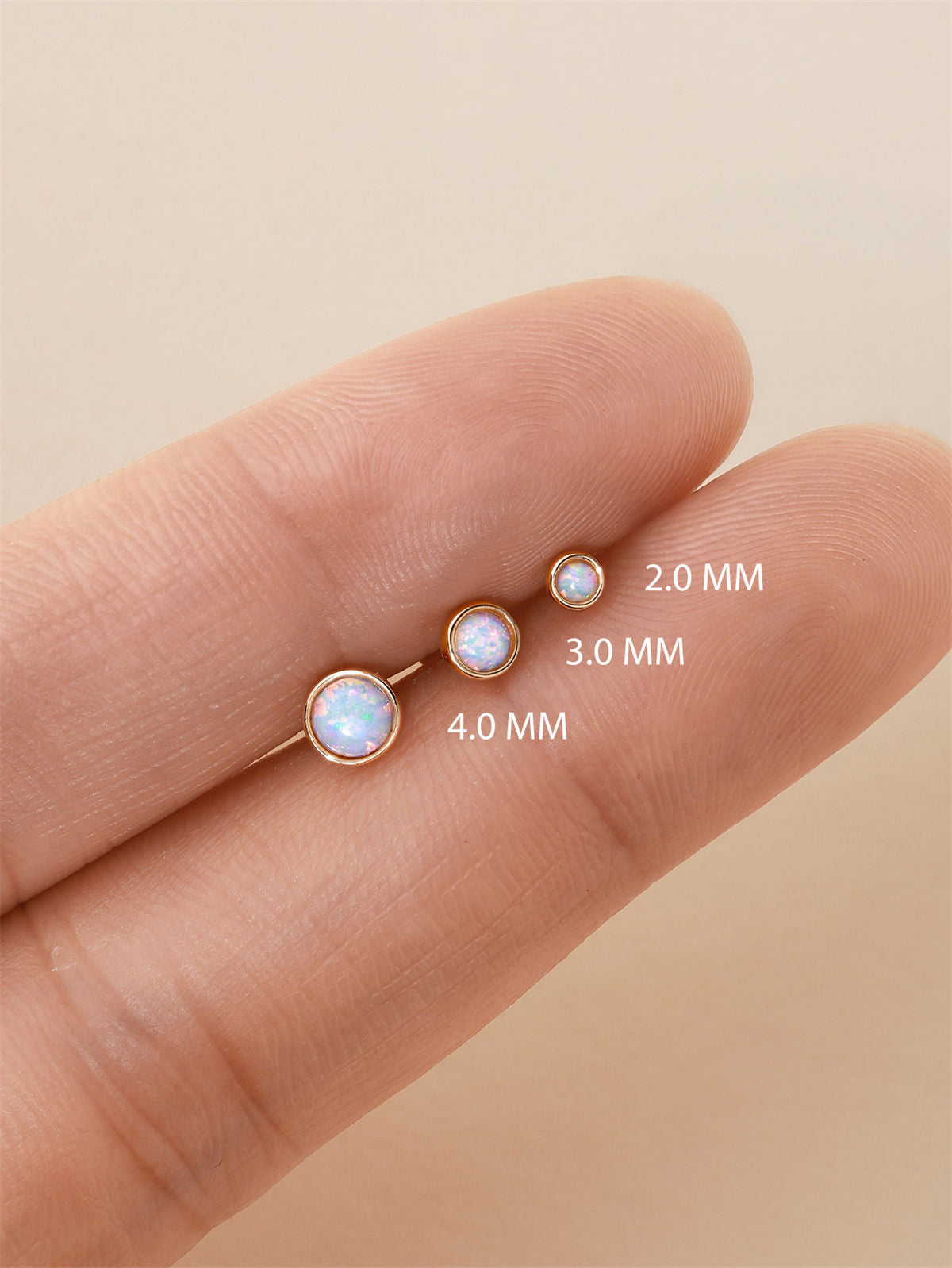 KOSINER elegant round opal flat back stud, with iridescent sheen, hypoallergenic and durable