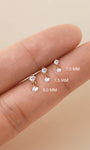 KOSINER 14K gold dangle flat back earring size comparison 7.0mm 7.5mm 8.0mm, minimalist drop stud for helix lobe piercing