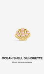 KOSINER Delicate ocean shell silhouette flatback stud with sparkling pink zirconia