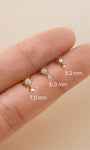 KOSINER Sunflower Stud Size Guide (5.2/6.0/7.0mm), 14K Gold Cartilage Earring
