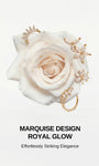Assortment of KOSINER marquise cubic zirconia cartilage piercing collection placed on fresh white rose, royal elegant cluster ear jewelry set