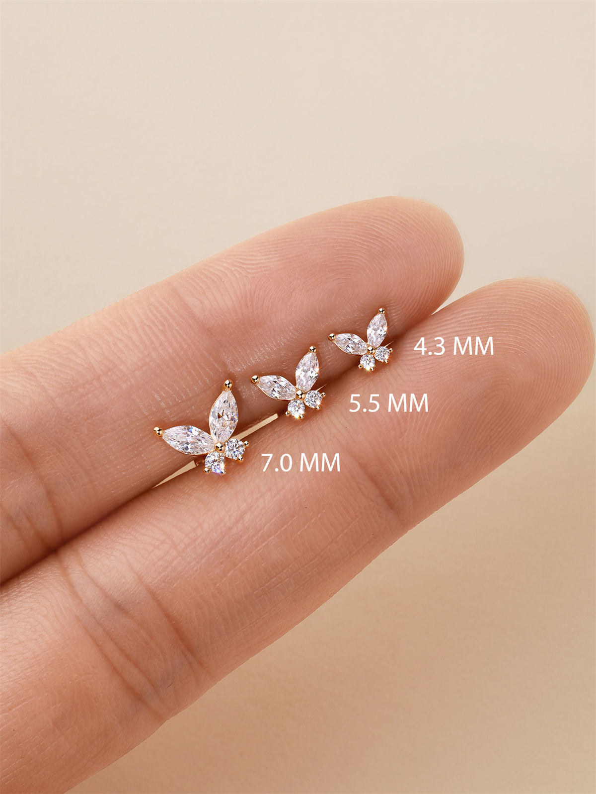 Kosiner ジュエリー 14K ソリッド ゴールド バタフライ イヤー ピアス