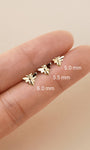 Dainty 5.0/5.5/6.0mm 14K Gold Bee Flat Back Stud, Multi Piercing Helix Conch Ear Stack Jewelry