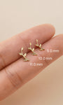 KOSINER 14K Solid Gold Minimal Leaf Branch Flat Back Piercing Stud, Nickel-Free Waterproof Dainty Nature Inspired Cartilage Earring for Multi Piercing