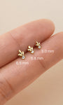 KOSINER Leaf Stud Size Guide (5.0/5.8/6.5mm), 14K Gold Flat Back Piercing Earring