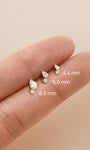 4.4/5.0/6.5mm Dual Pear CZ Flat Back Stud, 14K Solid Gold Dainty Multi Piercing Helix Lobe Ear Stack Jewelry