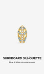 KOSINER Gold plated surfboard stud with blue and white cubic zirconia