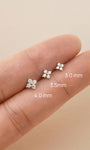 KOSINER 14K Solid Gold Four-Petal Flower Flat Back Stud, 3/3.5/4mm sizes, waterproof hypoallergenic for helix conch piercings