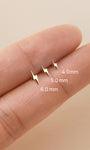 KOSINER Lightning Stud Size Guide(4.0/5.0/6.0mm), 14K Solid Gold Smooth Polished Flat Back Piercing Ear Jewelry