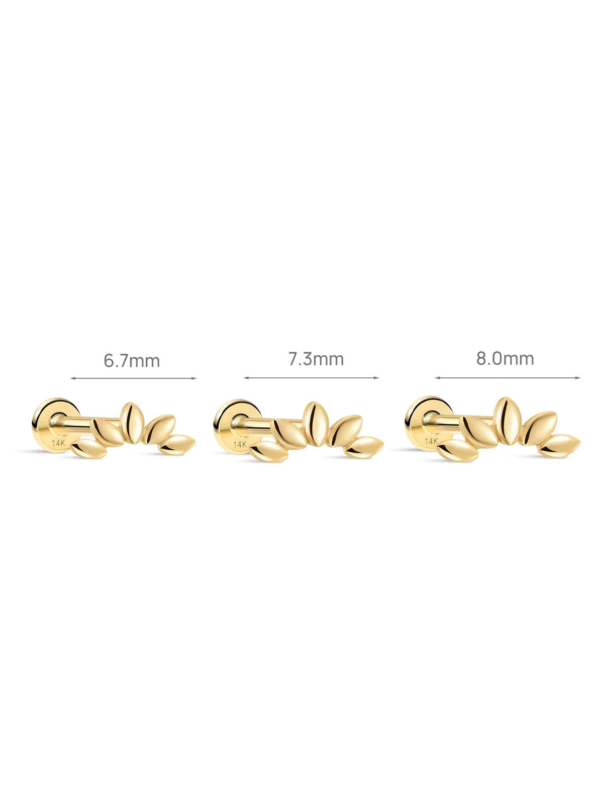 KOSINER Glossy polished petal arc flat back stud, minimalist leaf design for elegant ear styling