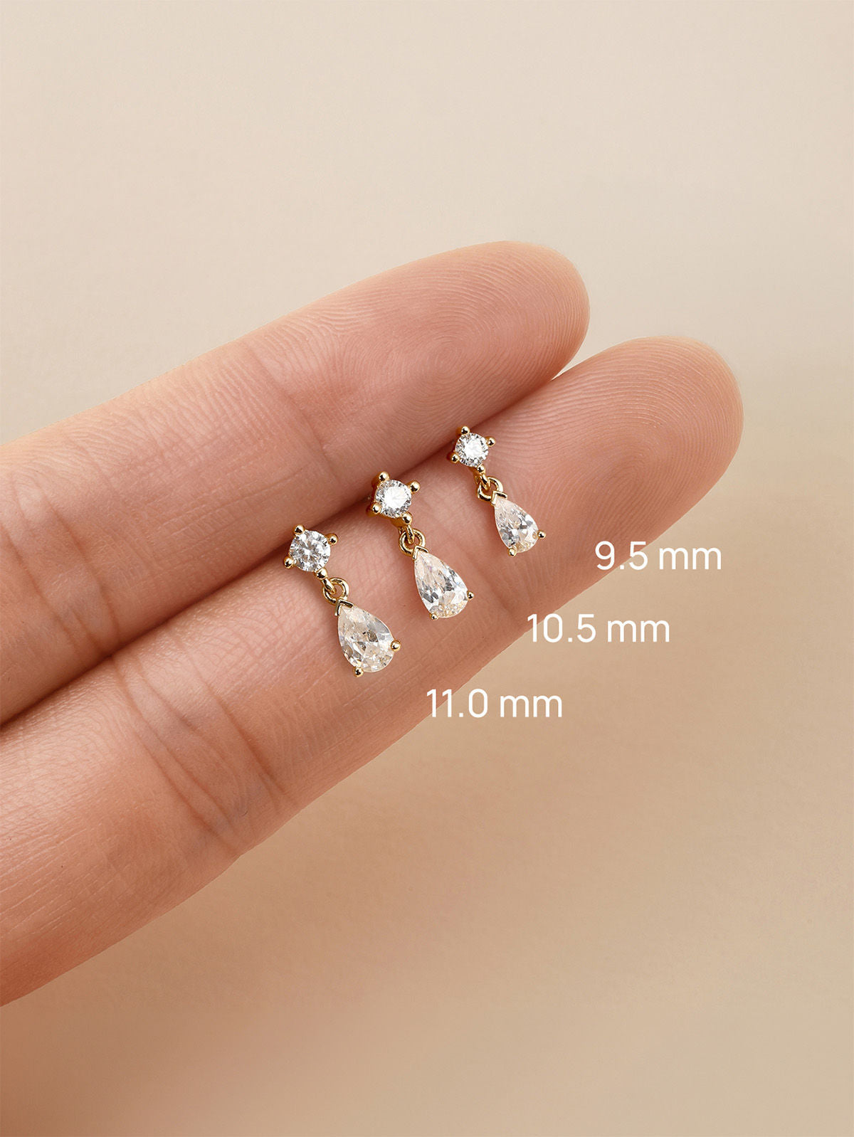 14K massief gouden Teardrop hanger oor piercing Stud