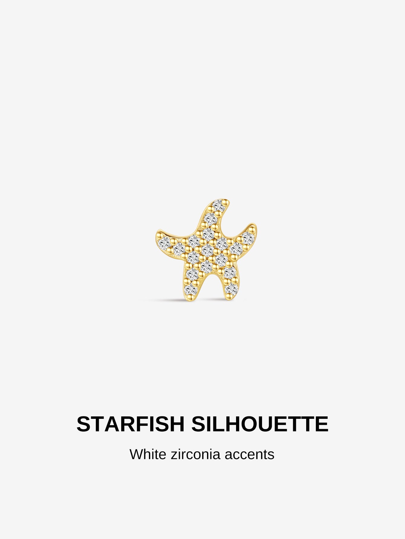 KOSINER Delicate starfish silhouette flatback stud with sparkling zirconia