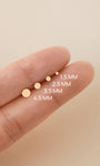 Kosiner 14K solid gold disc stud, waterproof, hypoallergenic, no plating