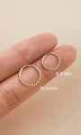 KOSINER Smooth Beaded Clicker Hoop Size Display 8.0mm & 10.0mm, 14K Solid Gold Daith Helix Piercing Ring