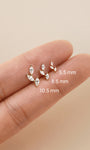 KOSINER Leaf Flat Back Stud Full Sizes 5.5mm 8.5mm 10.5mm, 14K Solid Gold Internal Thread Cartilage Piercing Stud