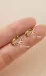 KOSINER 14K Solid Gold Delicate Leaf Huggie Hoop, 6/7/8/9mm sizes, waterproof hypoallergenic cartilage piercing earring