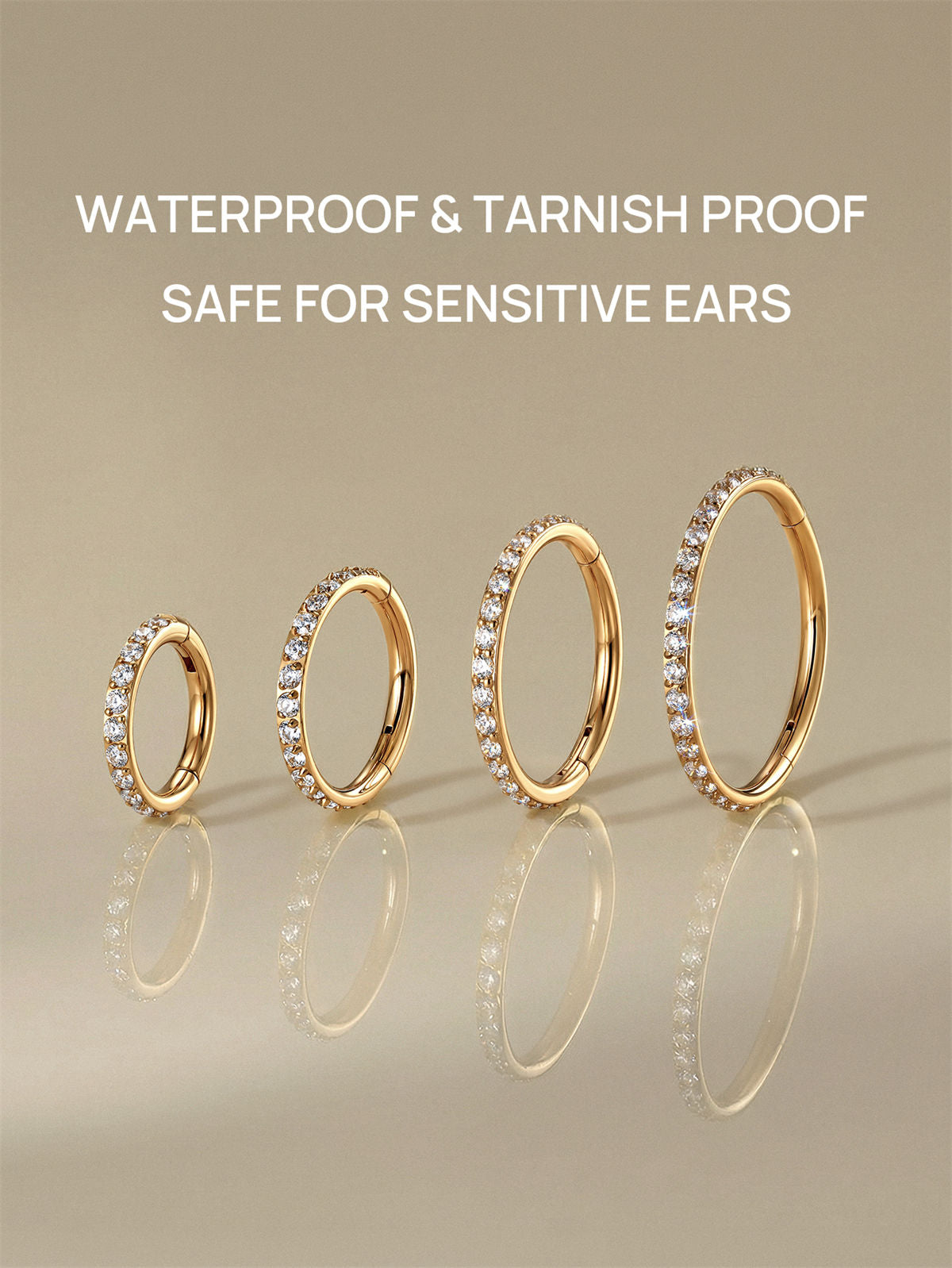 KOSINER dainty paved clicker hoop, ideal for curated ear stacking and layering