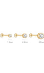KOSINER 14K Solid Gold Dainty Bezel Flat Back Stud Waterproof Hypoallergenic Piercing Jewelry