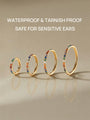 KOSINER rainbow zirconia hoop, perfect for helix, conch, tragus and curated ear stacking